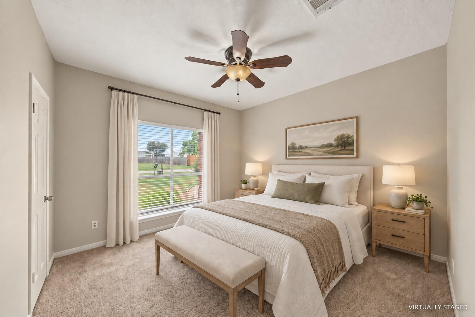 Virtually staged bedroom at 1411 Guadalupe St