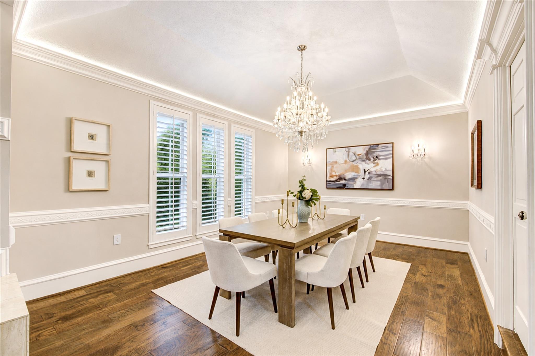 Formal dining room with updated lighting at 19822 Summerset Way