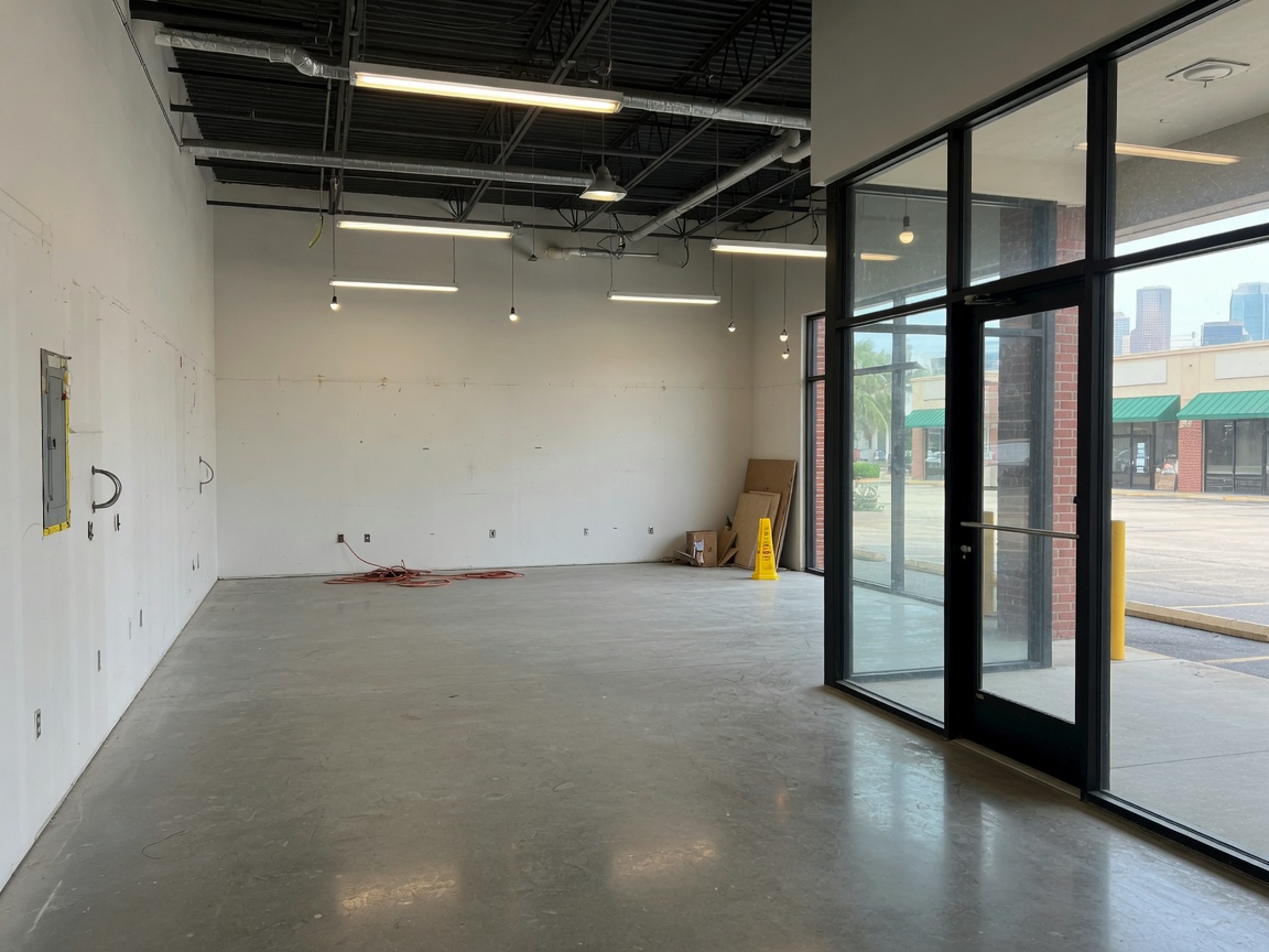 Empty Houston retail or flex suite ready for tenant fit-out.