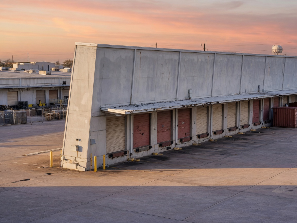 Houston industrial loading docks on a tilt-up warehouse.