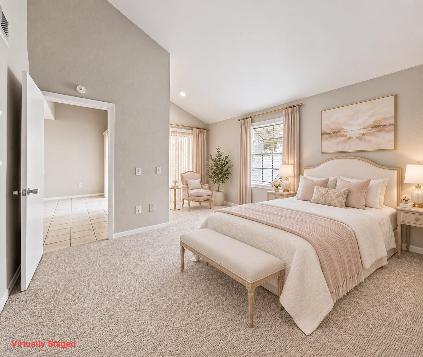 Virtually staged bedroom at 9809 Richmond Avenue Unit E14