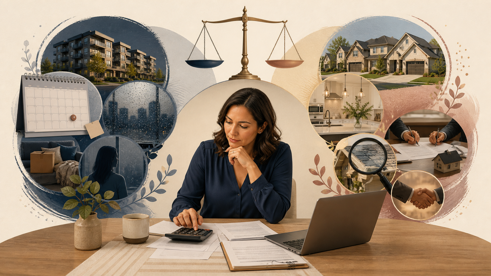 高利率环境下比较购房与等待因素的决策场景 / Comparing buying and waiting factors in a high-rate market