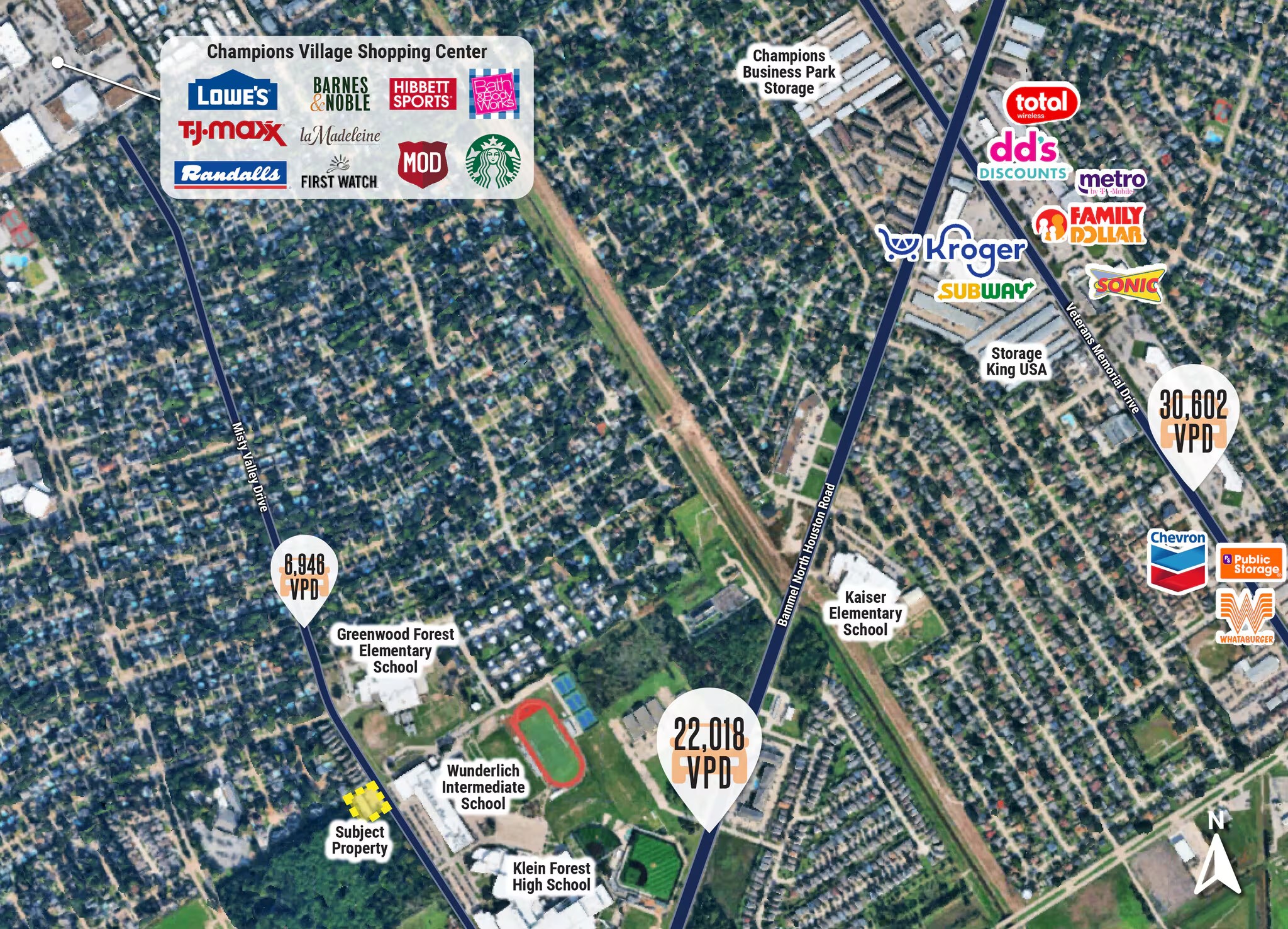 Exterior and property view 2 of Misty Valley Shopping Center at 12019-12035 Misty Valley, Houston, TX 77066