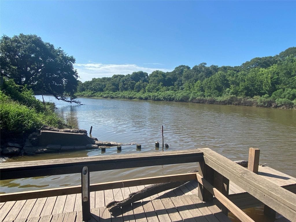 Wooden pier overlooking Cedar Lake Creek