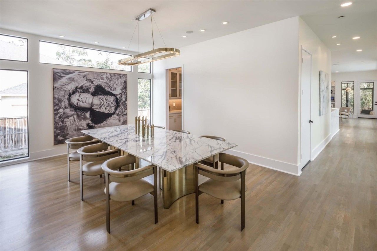 Marble dining table in the formal dining area