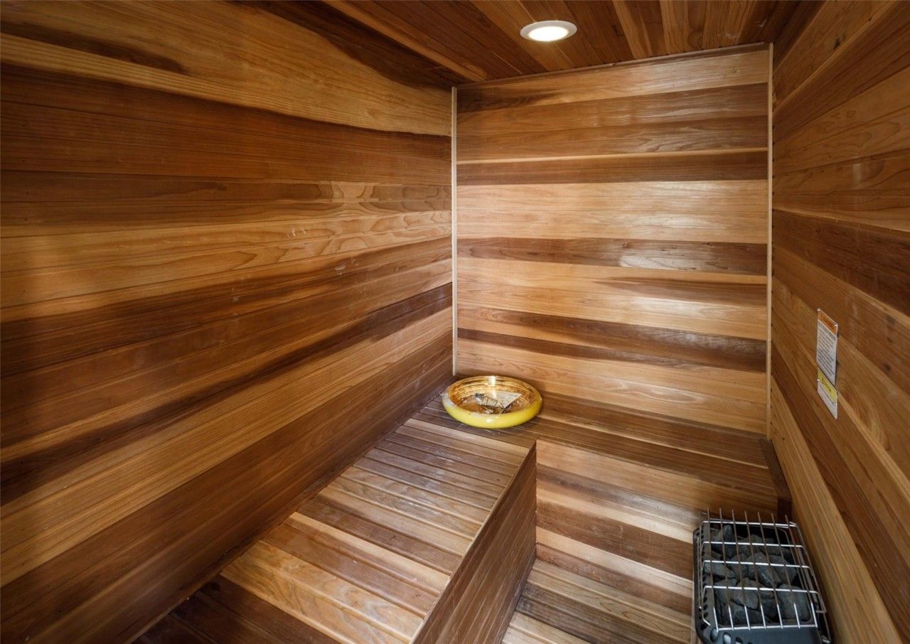 Wood-lined private sauna