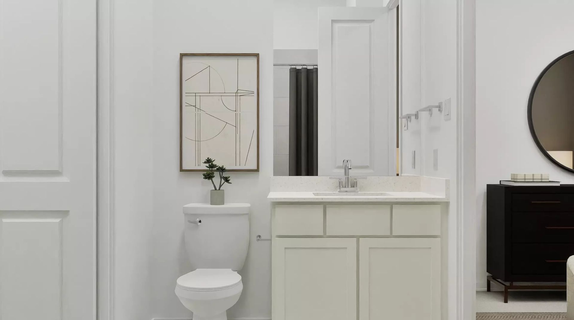 Builder rendering of a secondary full bathroom; illustrative image | 次卫建商效果图,仅供示意